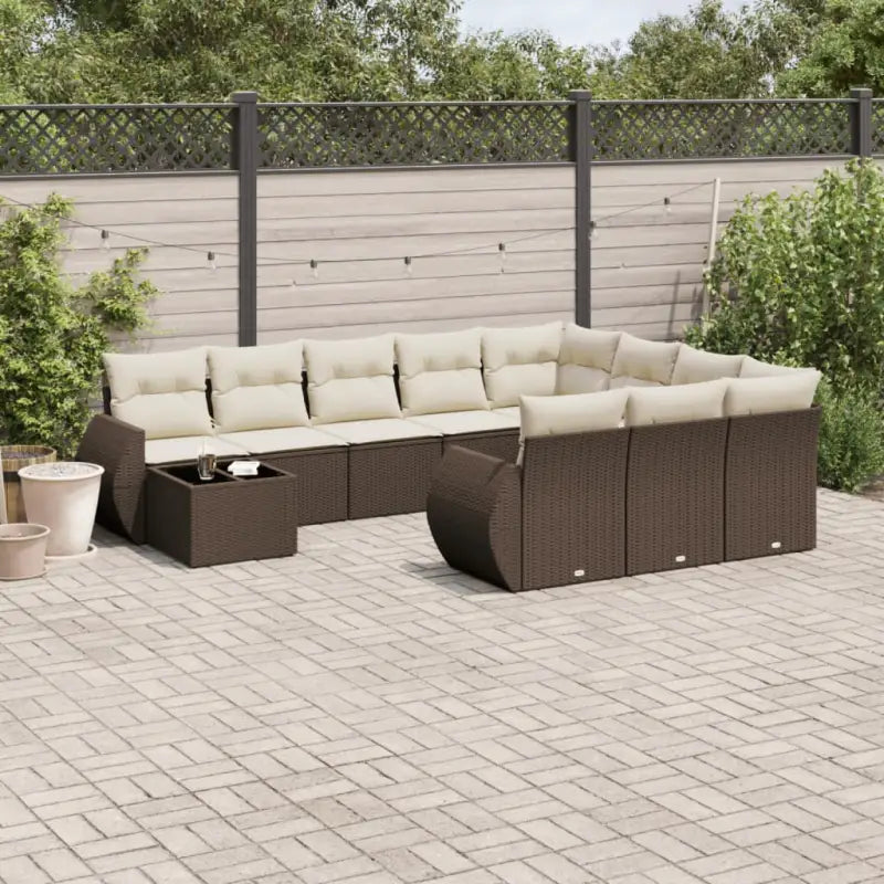 Zwart materialen loungeset met waterdichte tas en gepoedercoat staal - Bruin en crème - Tuinsets