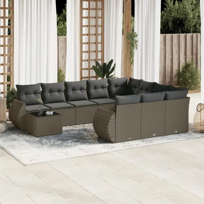 Zwart materialen loungeset met waterdichte tas en gepoedercoat staal - Lichtgrijs en donkergrijs - Tuinsets