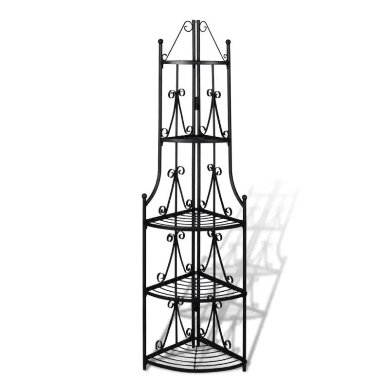Zwart plantenrek met rozenpatroon voor tuin patio of terras - Zwart / 1 - Plantenstandaarden