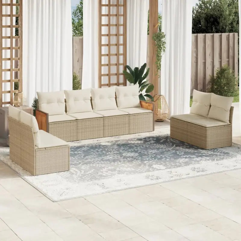 Zwart poly rattan loungeset met waterdichte zak voor buitengebruik - beige en crèmekleurig / Zonder tafel - Tuinsets