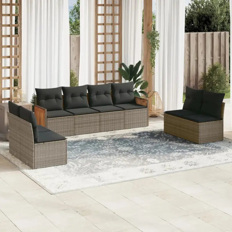 Zwart poly rattan loungeset met waterdichte zak voor buitengebruik - Grijs / Zonder tafel - Tuinsets