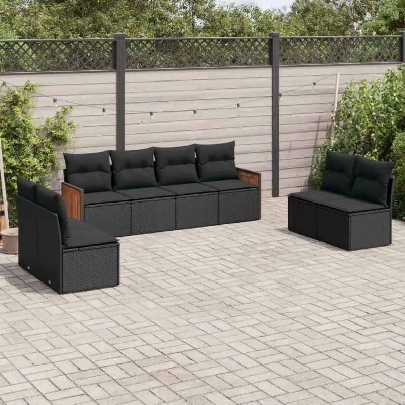 Zwart poly rattan loungeset met waterdichte zak voor buitengebruik - Tuinsets