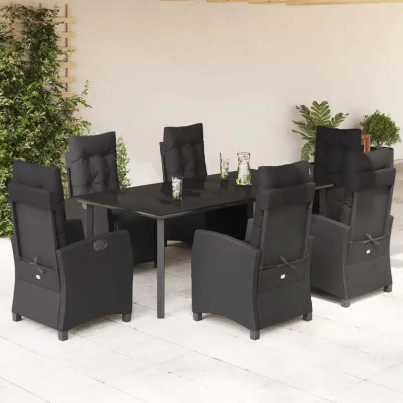 Zwart poly rattan tuinset gemakkelijk schoon en onderhoudsarm - Tuinsets