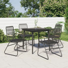 Zwart tuinmeubelset met gehard glas en gepoedercoat staal - 80 cm tafellengte - Tuinsets