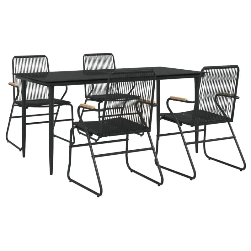 Zwart tuinmeubelset met gehard glas en gepoedercoat staal - Tuinsets