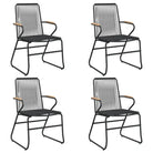 Zwart tuinmeubelset met gehard glas en gepoedercoat staal - Tuinsets