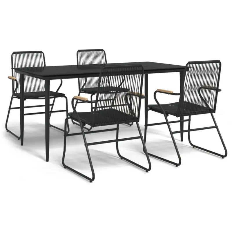 Zwart tuinmeubelset met gehard glas en gepoedercoat staal - Tuinsets