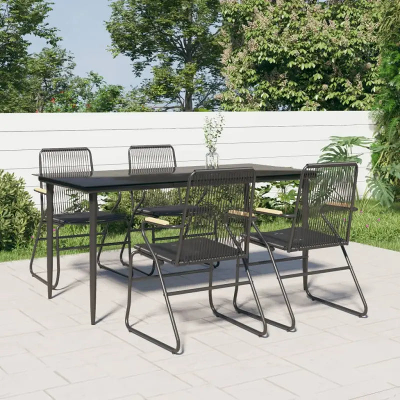 Zwart tuinmeubelset met gehard glas en gepoedercoat staal - Tuinsets