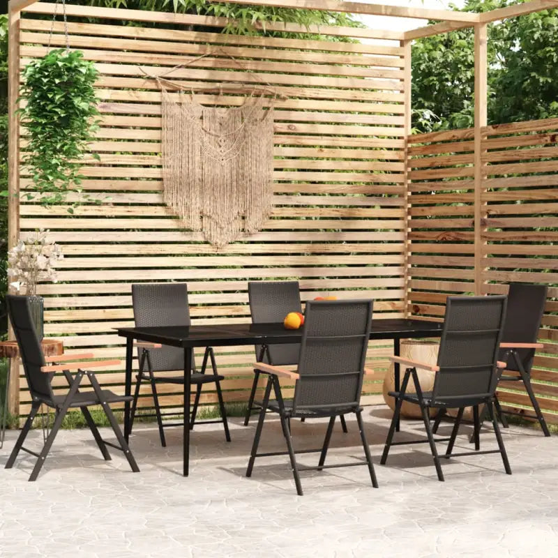Zwart tuinset met gepoedercoat stalen frame voor buitengebruik - Tuinsets