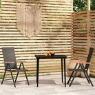 Zwart tuinset met gepoedercoat stalen frame voor buitengebruik - 80 cm tafellengte - Tuinsets