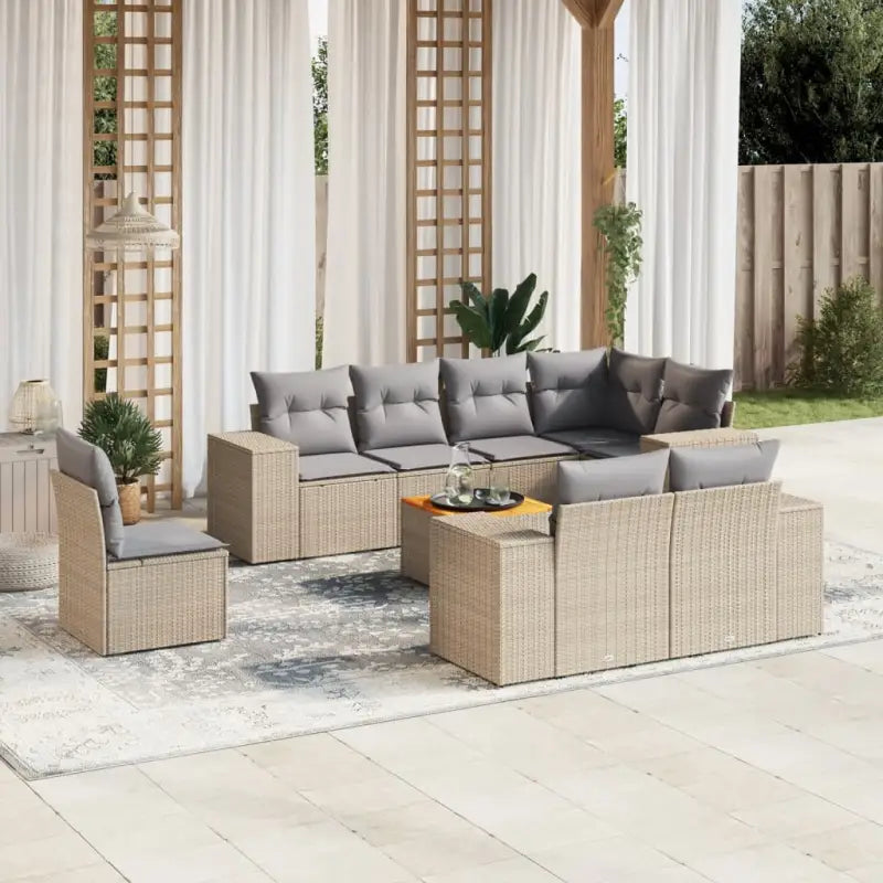 Zwart tuinset met waterdichte tas en gepoedercoat staal voor buiten - beige en lichtgrijs / 3x midden + hoek + Tafel