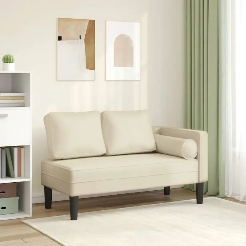 Zwarte chaise longue met comfortabel kussen voor ultiem relaxen - Crème / 1 - Chaises longues
