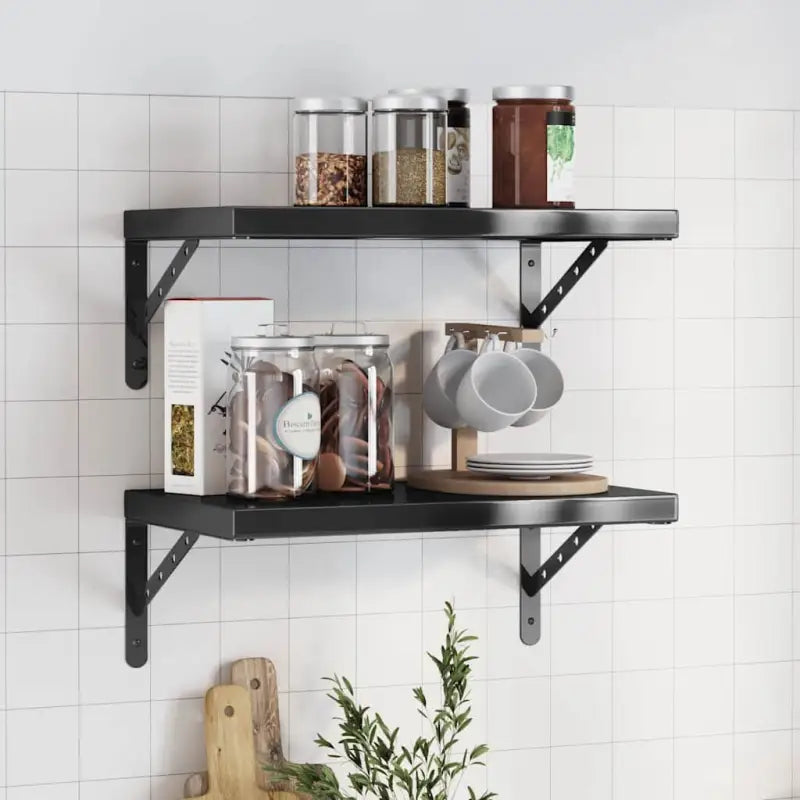 Zwarte coating dikte wandplanken van roestvrijstaal met zwart materiaal - Zwart / 50 x 30 cm / 1 - Wandplanken