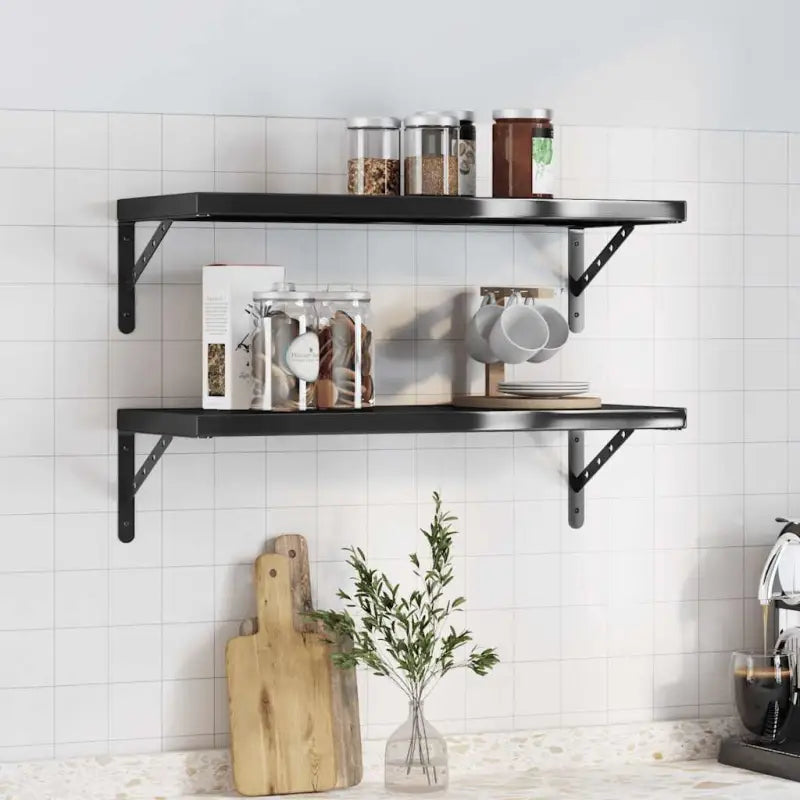 Zwarte coating dikte wandplanken van roestvrijstaal met zwart materiaal - Zwart / 75 x 30 cm / 1 - Wandplanken