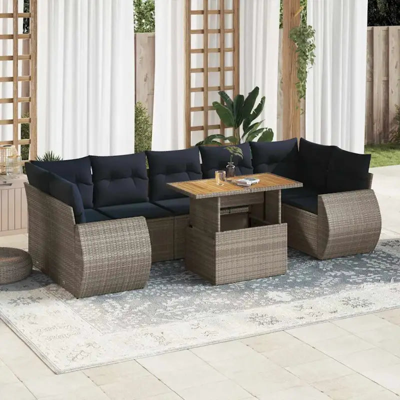 Zwarte loungeset in gepoedercoat staal met perfecte afmetingen voor tuin - Grijs / met opbergruimte - Tuinsets
