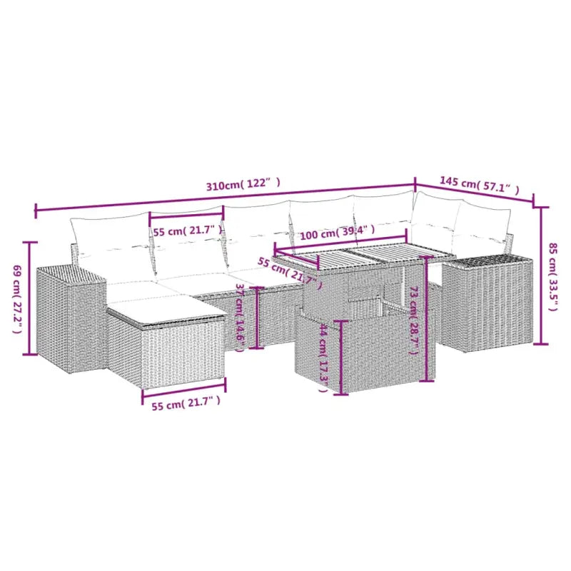 Zwarte loungeset in gepoedercoat staal met perfecte tuinafmetingen - Tuinsets