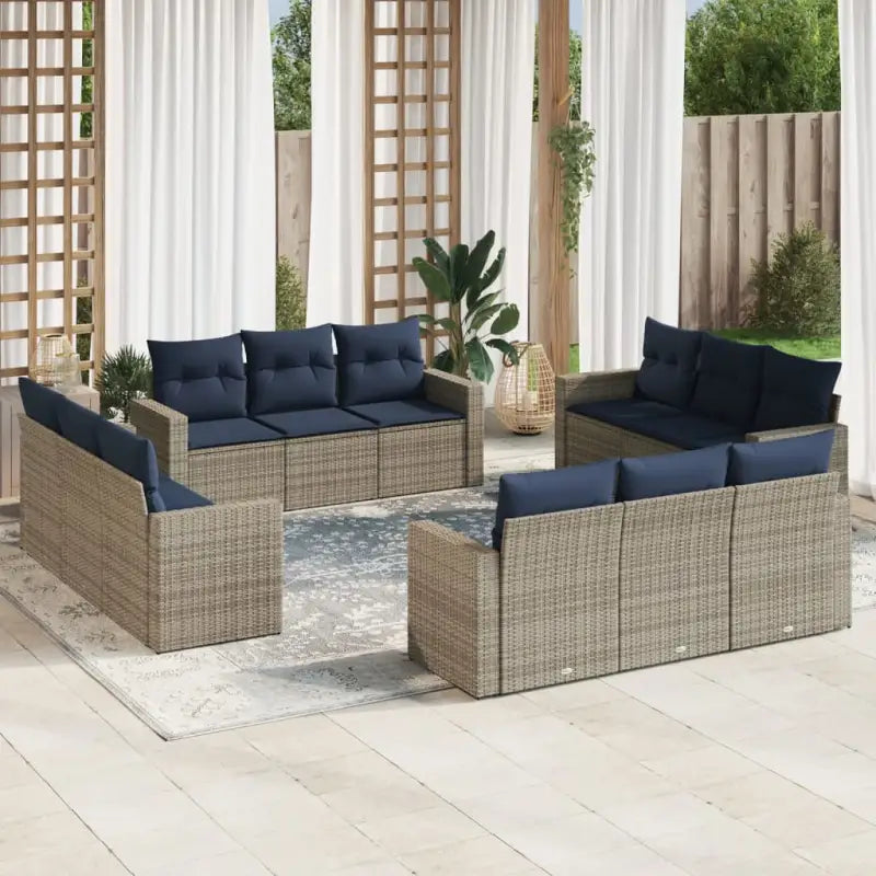Zwarte loungeset in gepoedercoat staal voor buitenplezier - Beige en grijs / Zonder tafel - Tuinsets