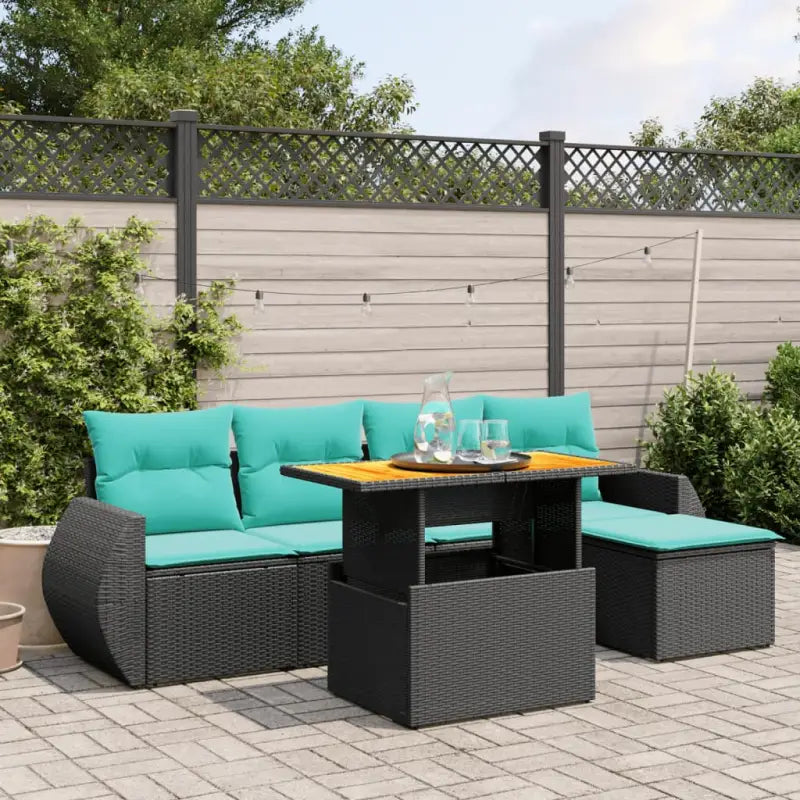 Zwarte loungeset in gepoedercoat staal voor tuin en terras - Zwart / zonder opbergruimte - Tuinsets
