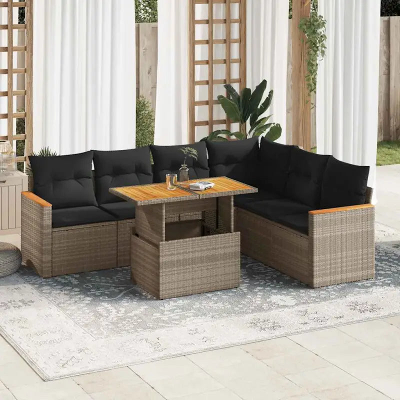 Zwarte loungeset met gepoedercoat staal en comfortabele afmetingen zitting - Grijs / met opbergruimte - Tuinsets