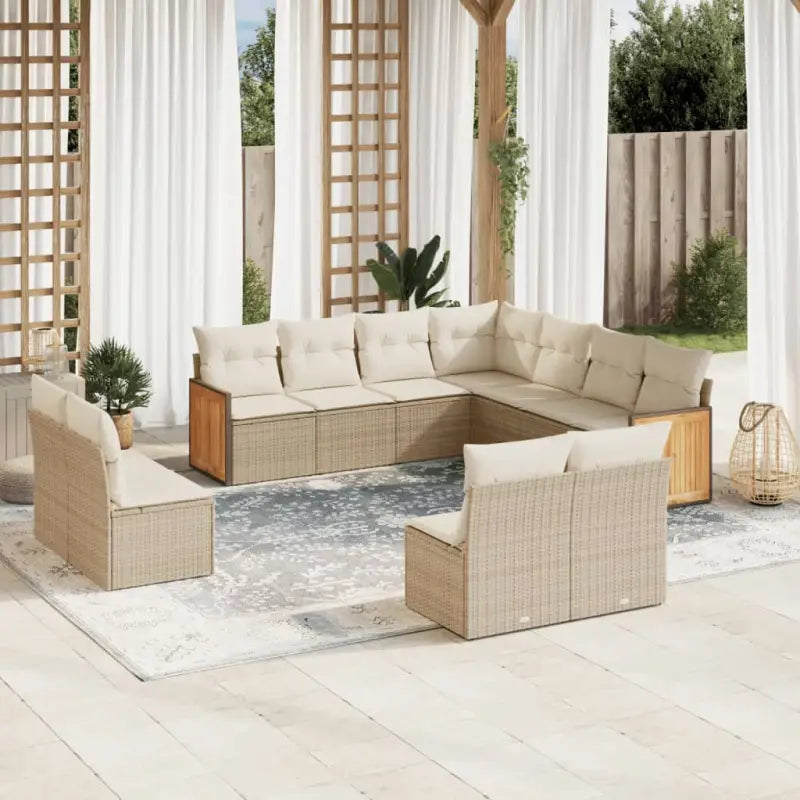 Zwarte loungeset met gepoedercoat staal en comfortabele afmetingen zitting - beige en crèmekleurig / Zonder tafel