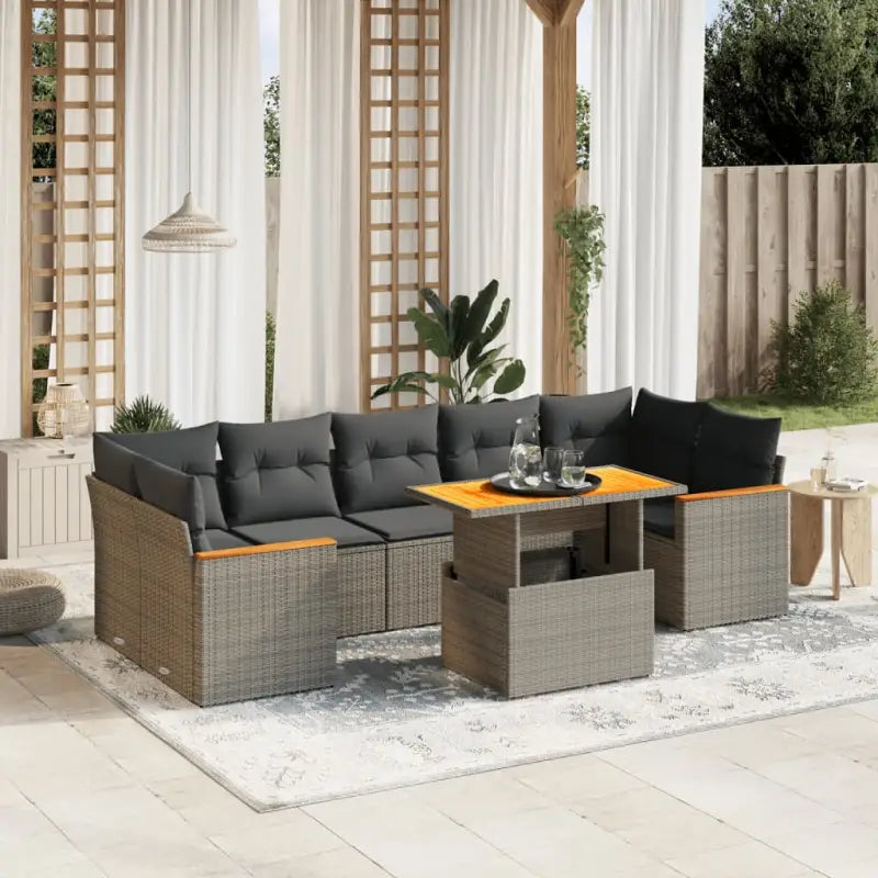 Zwarte loungeset met gepoedercoat staal en comfortabele afmetingen zitting - Grijs / zonder opbergruimte - Tuinsets