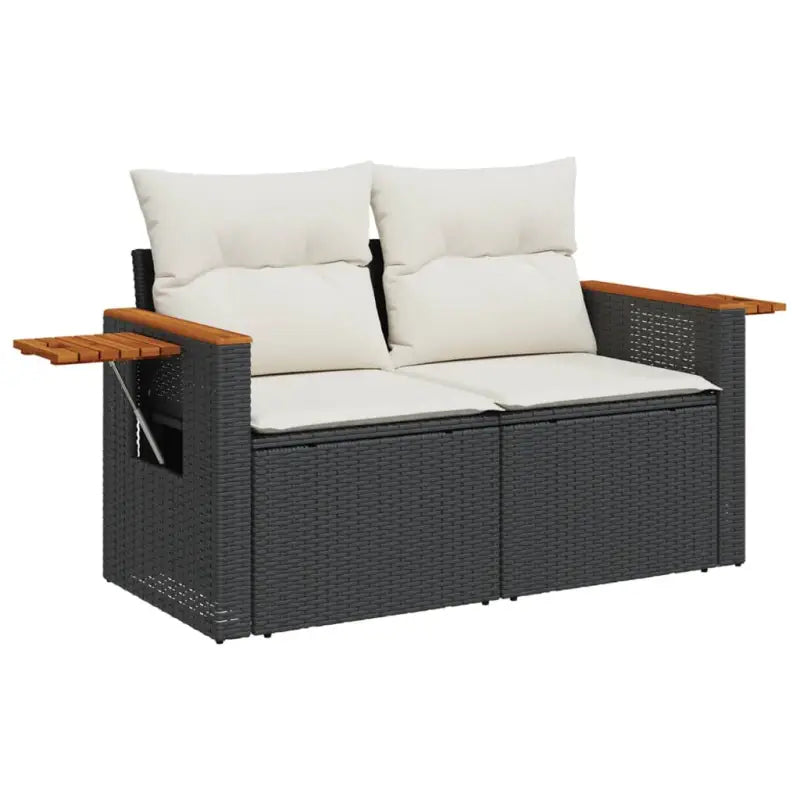 Zwarte loungeset met gepoedercoat staal en comfortabele afmetingen zitting - Tuinsets