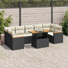 Zwarte loungeset met gepoedercoat staal en comfortabele afmetingen zitting - Zwart en crème / met opbergruimte