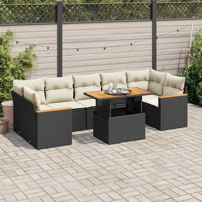 Zwarte loungeset met gepoedercoat staal en comfortabele afmetingen zitting - Zwart en crème / met opbergruimte