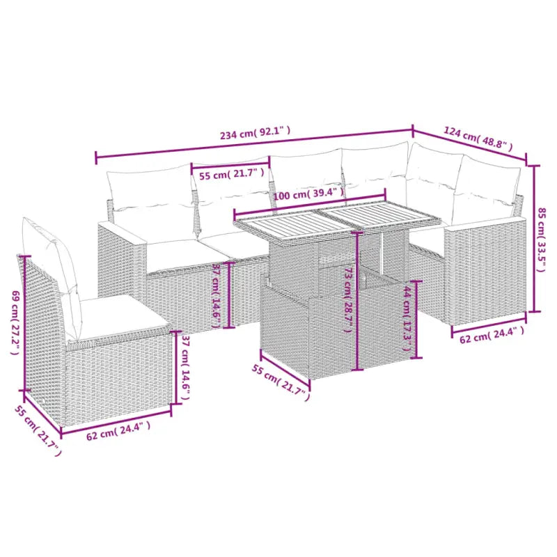 Zwarte loungeset met gepoedercoat staal en comfortabele afmetingen - Tuinsets