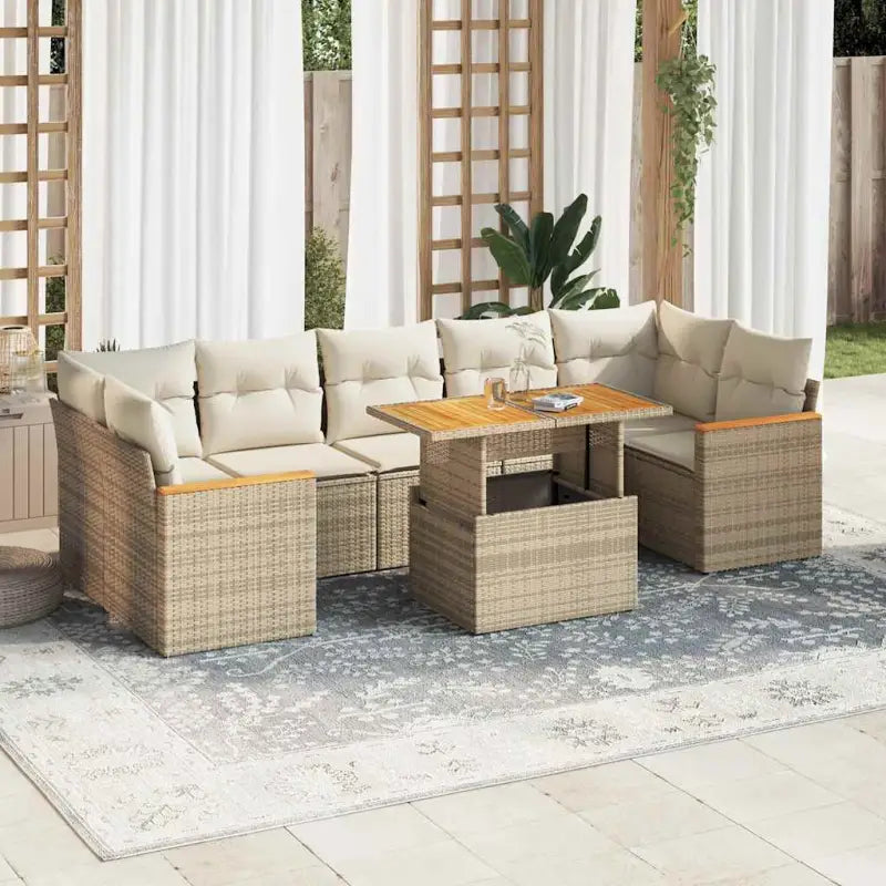 Zwarte loungeset met gepoedercoat staal en comfortabele afmetingen zitting - beige en crèmekleurig / met opbergruimte