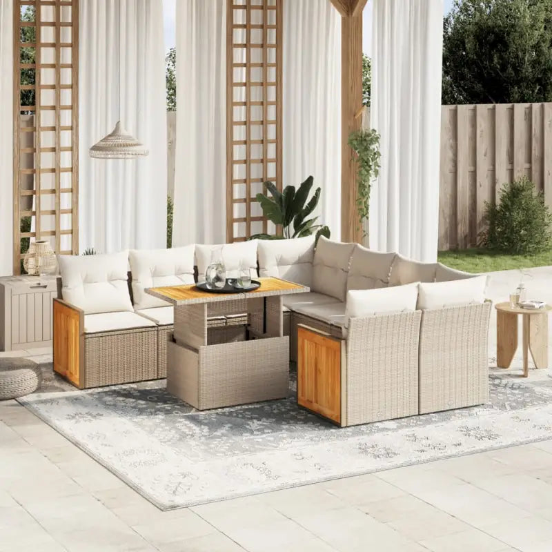 Zwarte loungeset met gepoedercoat staal en comfortabele afmetingen zitting - beige en crèmekleurig / zonder