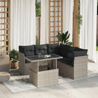 Zwarte loungeset met gepoedercoat staal en ideale afmetingen - Lichtgrijs / Met tafel - Tuinsets