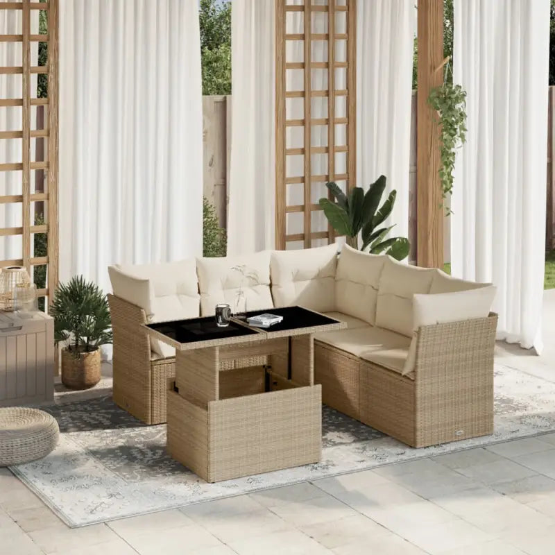 Zwarte loungeset met gepoedercoat staal en ideale afmetingen - beige en crèmekleurig / Met tafel - Tuinsets