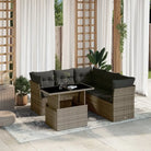 Zwarte loungeset met gepoedercoat staal en ideale afmetingen - Grijs / Met tafel - Tuinsets