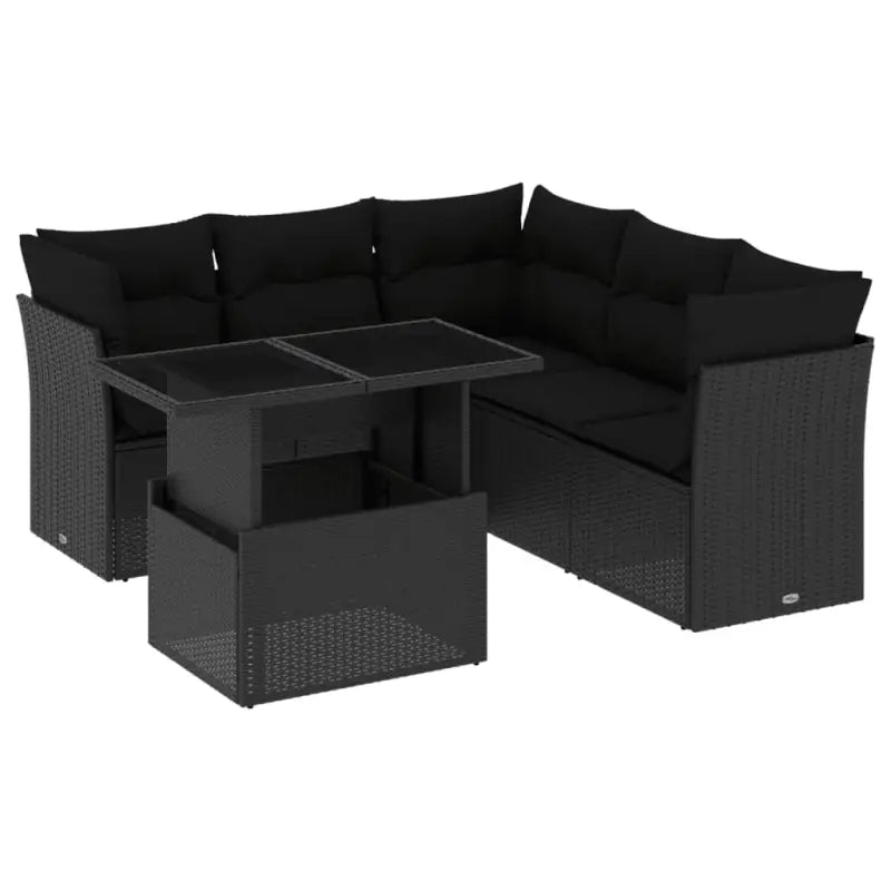 Zwarte loungeset met gepoedercoat staal en ideale afmetingen - Zwart / Met tafel - Tuinsets