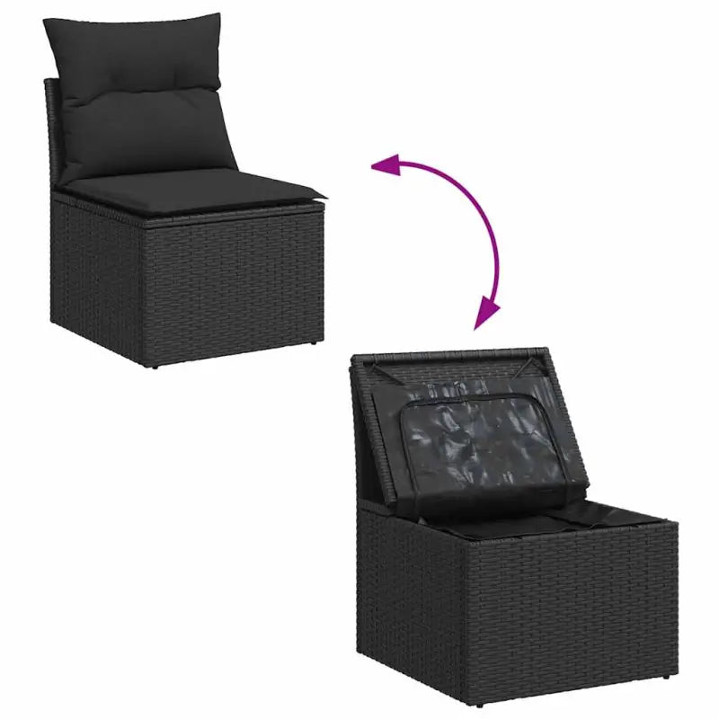 Zwarte loungeset met gepoedercoat staal en waterdichte tas voor buitenbeleving - Tuinsets