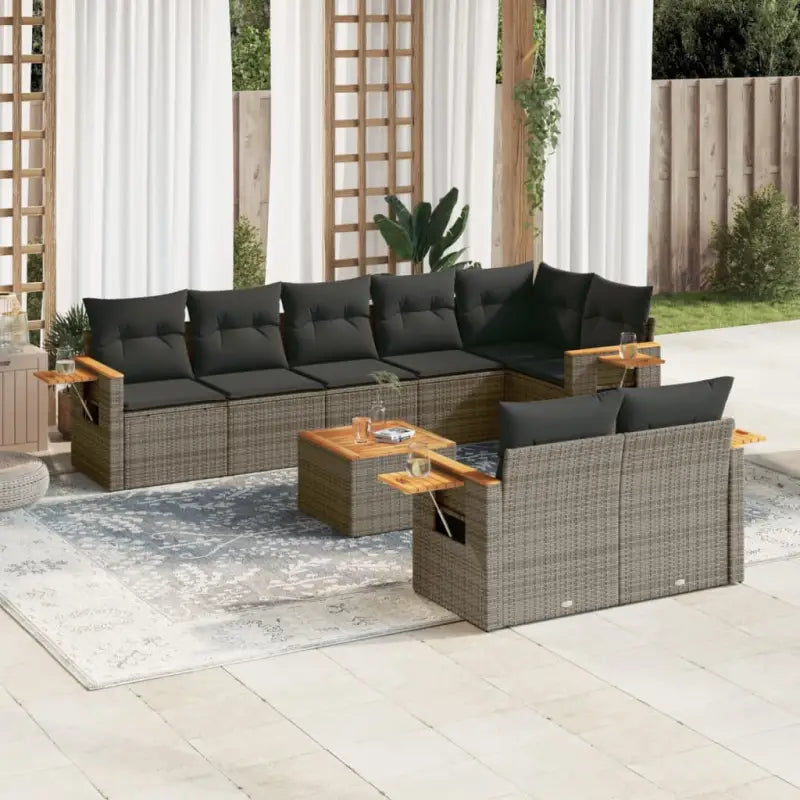 Zwarte loungeset met gepoedercoat staal en waterdichte tas voor buiten - Grijs / Met tafel - Tuinsets