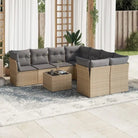 Zwarte loungeset met gepoedercoat staal en waterdichte tas voor buiten - Beige en grijs / 2x midden + 4x hoek + Tafel