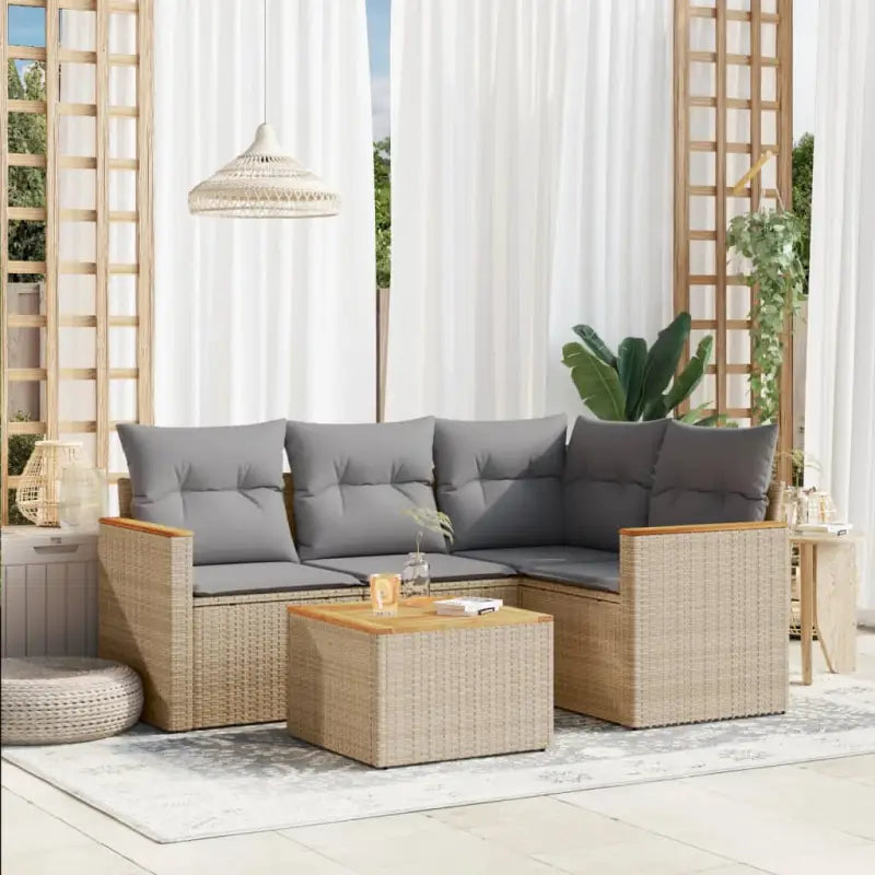 Zwarte loungeset met gepoedercoat staal en waterdichte tas voor buitenplezier - Beige en grijs / Met tafel - Tuinsets