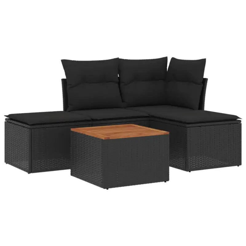 Zwarte loungeset met gepoedercoat staal en waterdichte tas voor buiten - Tuinsets