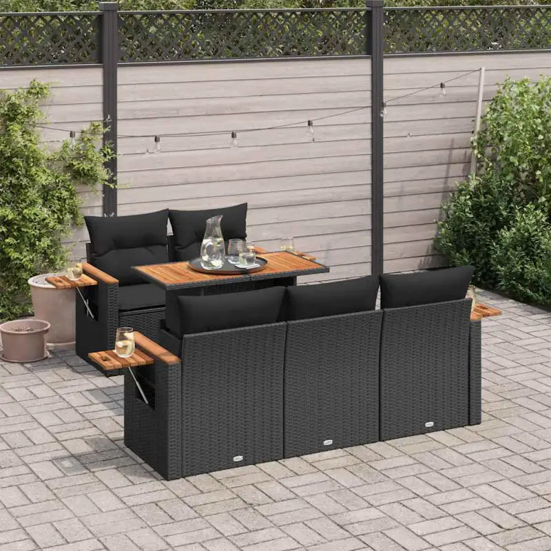 Zwarte loungeset met gepoedercoat staal en waterdichte tas voor buiten - Zwart - Tuinsets