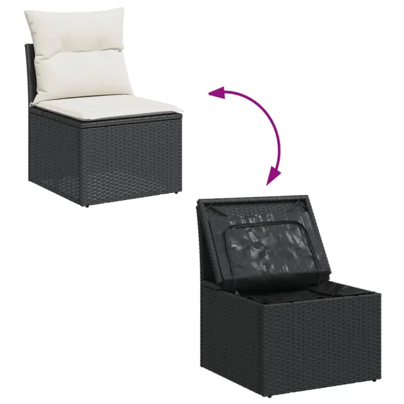 Zwarte loungeset met gepoedercoat staal en waterdichte tas voor buiten - Tuinsets
