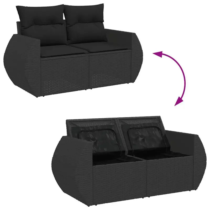 Zwarte loungeset met gepoedercoat staal en waterdichte tas voor buitenbeleving - Tuinsets