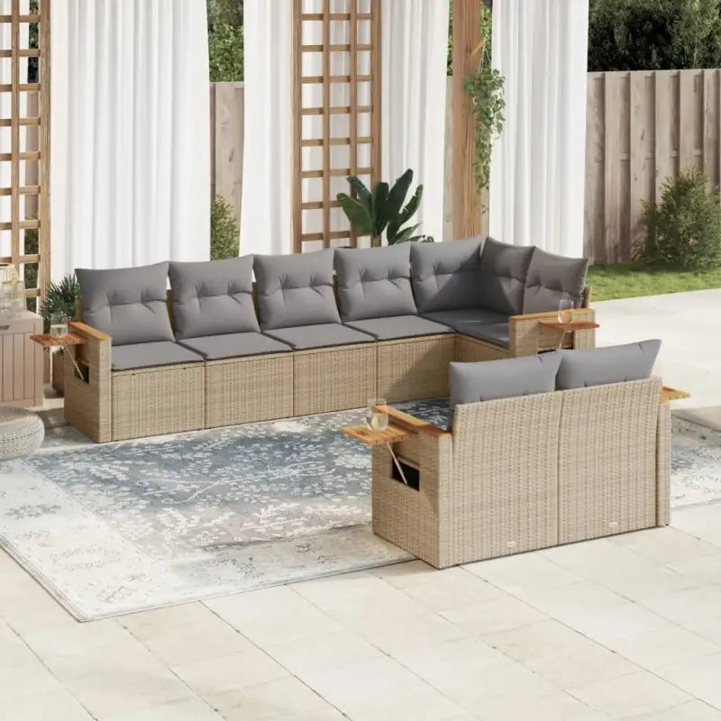 Zwarte loungeset met gepoedercoat staal en waterdichte tas voor buiten - Beige en grijs / Zonder tafel - Tuinsets