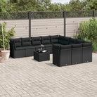 Zwarte loungeset met gepoedercoat staal en waterdichte tas voor buitengebruik - Zwart / Met tafel - Tuinsets