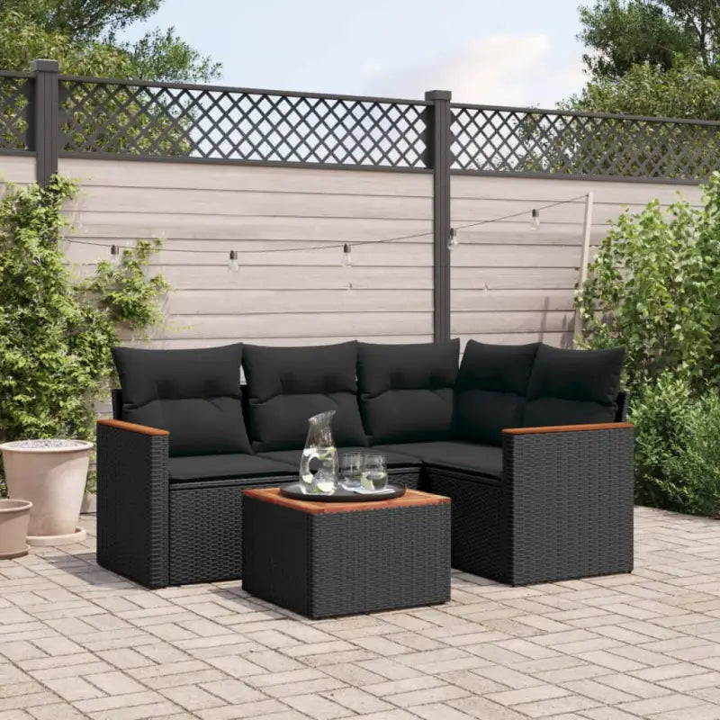 Zwarte loungeset met gepoedercoat staal en waterdichte tas voor buitenplezier - Zwart / Met tafel - Tuinsets