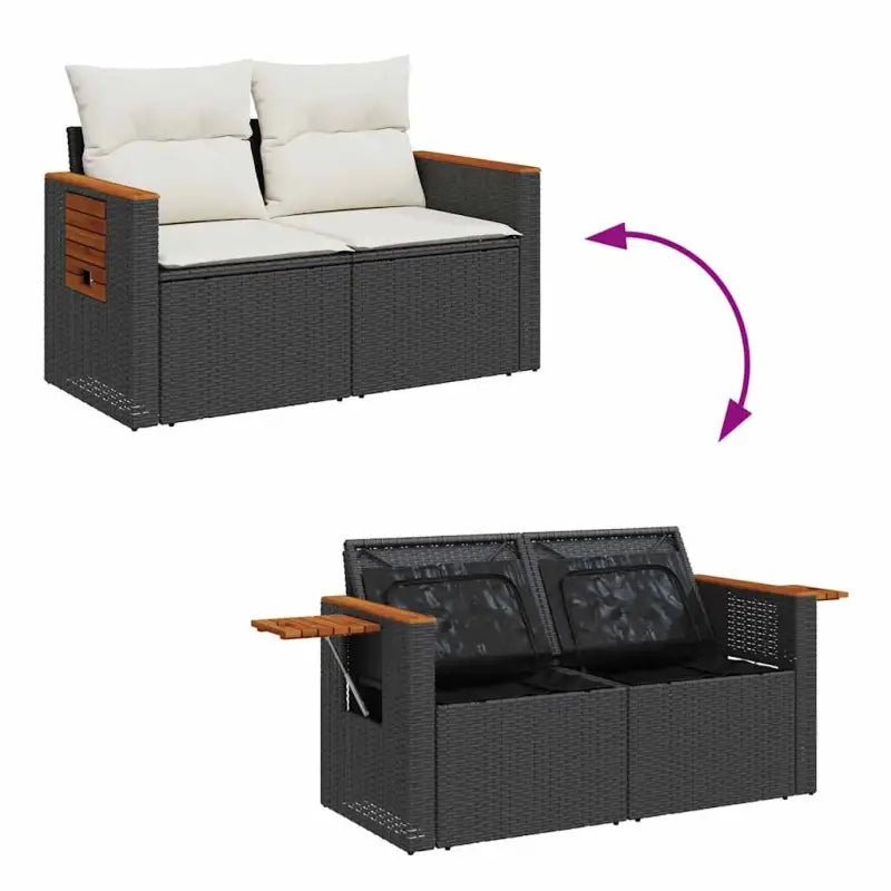 Zwarte loungeset met gepoedercoat staal en waterdichte tas voor buiten - Tuinsets