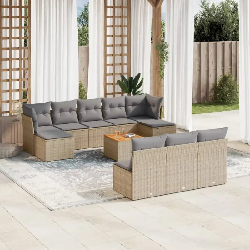 Zwarte loungeset met gepoedercoat staal en waterdichte tas voor buiten - beige mix en lichtgrijs - Tuinsets
