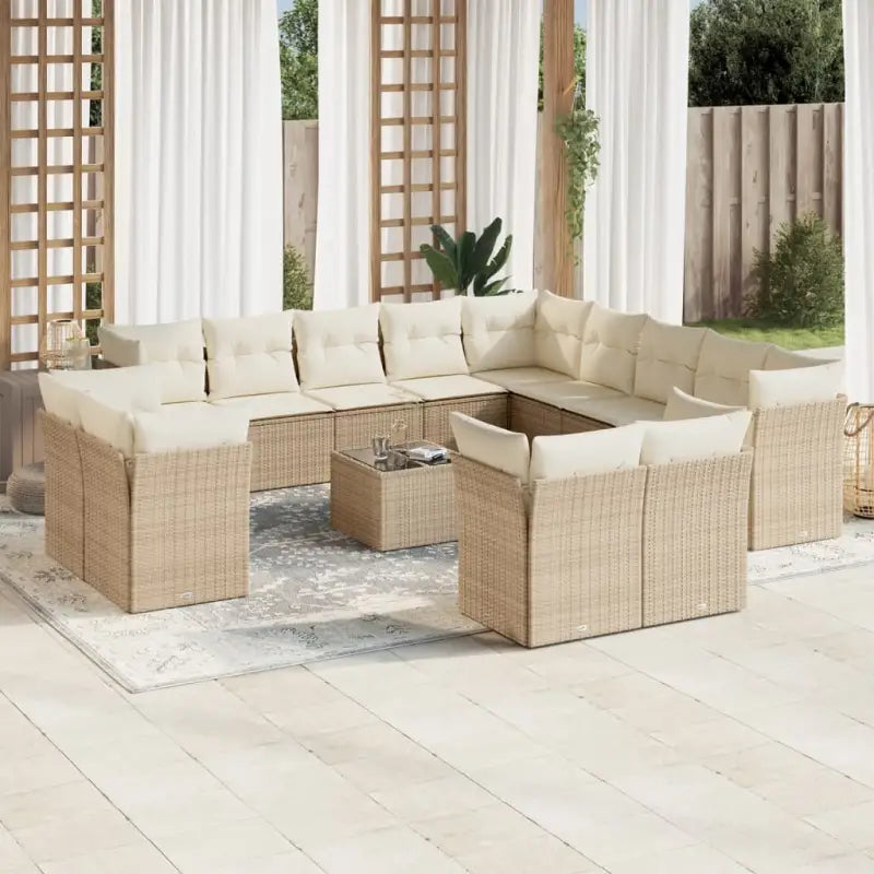 Zwarte loungeset met gepoedercoat staal en waterdichte tas voor buiten - beige en crèmekleurig / Met tafel - Tuinsets