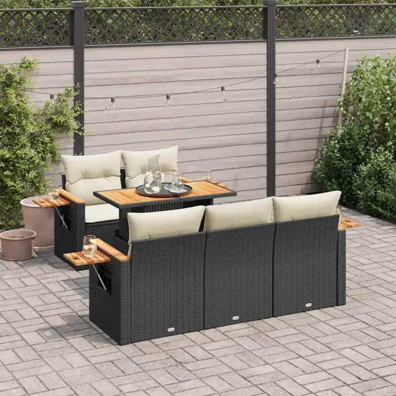 Zwarte loungeset met gepoedercoat staal en waterdichte tas voor buiten - Zwart en crème - Tuinsets